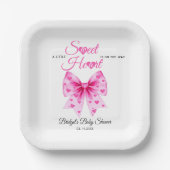 Pink Bow Sweetheart girl Valentine's Baby shower  ペーパープレート (正面)