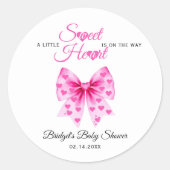 Pink Bow Sweetheart girl Valentine's Baby shower  ラウンドシール (正面)