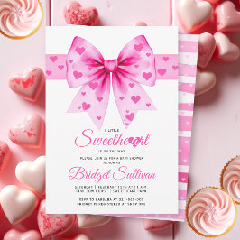 Pink Bow Sweetheart girl Valentine's Baby shower  招待状
