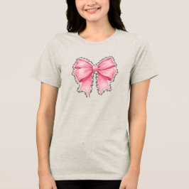 Pink Bow T-Shirt • Elegant Thanksgiving Outfit トライブレンドTシャツ