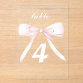 pink bow Table Numbers アクリル招待状 (正面)