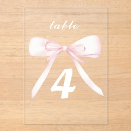 pink bow Table Numbers アクリル招待状