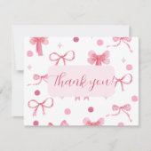 Pink Bow Thank you card ノートカード (正面)