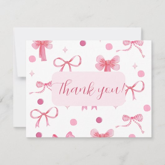 Pink Bow Thank you card ノートカード (正面)