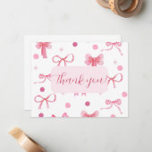 Pink Bow Thank you card ノートカード (正面/裏面インサイチュ)