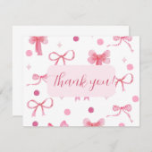Pink Bow Thank you card ノートカード (正面/裏面)