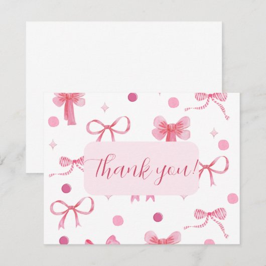 Pink Bow Thank you card ノートカード (正面/裏面)