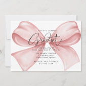 Pink Bow Three Photo Graduation 2025 Invitation 招待状 (裏面)