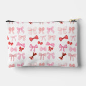 Pink Bow Toiletry Bag | Cute Girly Ribbon Travel P アクセサリーポーチ (裏面)