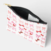 Pink Bow Toiletry Bag | Cute Girly Ribbon Travel P アクセサリーポーチ (見開き)