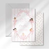 Pink Bow Tutu Cute Ballerina Birthday Invitation 招待状