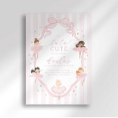 Pink Bow Tutu Cute Ballerina Birthday Invitation 招待状