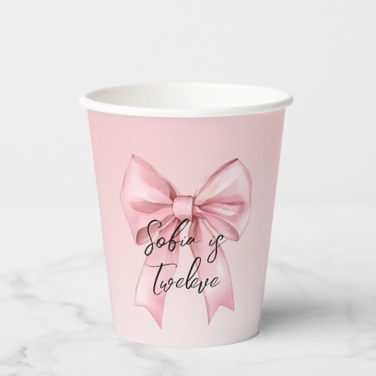 Pink Bow Twelve Birthday  紙コップ (正面)
