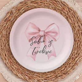 Pink Bow Twelve Birthday Paper Plate ペーパープレート