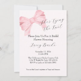 Pink Bow Tying the Knot Bridal Shower Invitation - 招待状