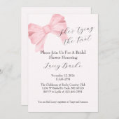 Pink Bow Tying the Knot Bridal Shower Invitation - 招待状 (正面/裏面)