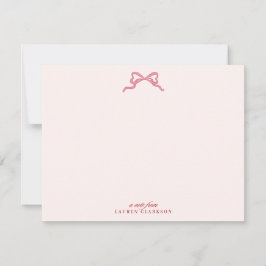 Pink Bow Valentine’s Day Note Card 招待状