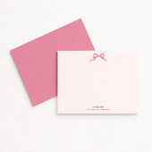 Pink Bow Valentine’s Day Note Card 招待状
