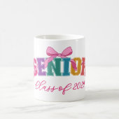 Pink Bow Varsity Letter Senior Class of Year コーヒーマグカップ (中央)