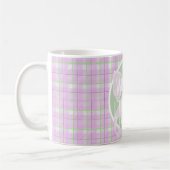 Pink bow-Welcome Little One- pink green plaid コーヒーマグカップ (左)