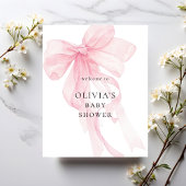 Pink Bow Welcome to Baby Shower ポスター