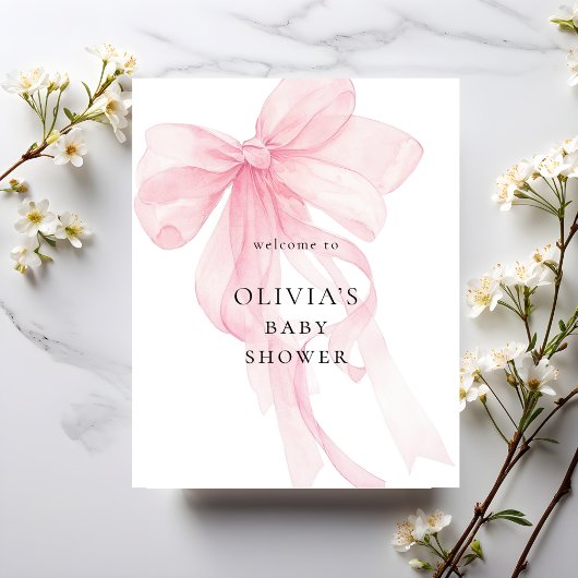 Pink Bow Welcome to Baby Shower ポスター