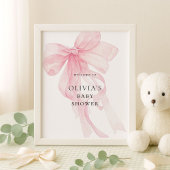 Pink Bow Welcome to Baby Shower ポスター