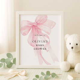 Pink Bow Welcome to Baby Shower ポスター