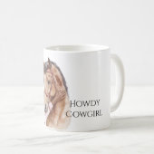 Pink Bow Western Farm Cowgirl Horse コーヒーマグカップ (正面右)