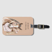 Pink Bow Western Farm Cowgirl Horse ラゲッジタグ (正面横)