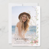 Pink Bow Wildflower Graduate Photo Graduation 案内状 (裏面)