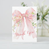 Pink Bow Wildflowers Thank You サンキューカード (スタンド正面)