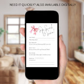 PInk Bow Wine Tasting Bridal Shower Score Card 招待状