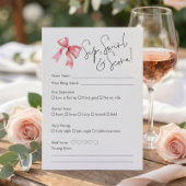 PInk Bow Wine Tasting Bridal Shower Score Card 招待状