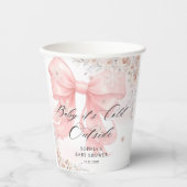 Pink Bow Winter Baby Shower 紙コップ (正面)