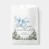 Pink Bow Winter Baby Shower Thank You フェイバーバッグ (正面)