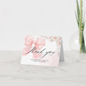 Pink Bow Winter Baby Shower Thank You Card サンキューカード (正面)
