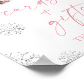 Pink Bow Winter Books Baby Shower Cards & Gifts ポスター (角)