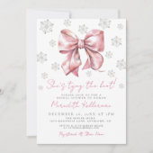 Pink Bow Winter Bridal Shower Invitation 招待状 (正面)