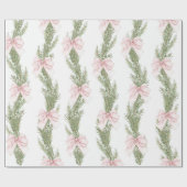 Pink Bow Winter Green Wrapping Paper ラッピングペーパー (フラット)