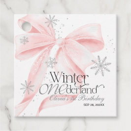 Pink Bow Winter Onederland 1st Birthday フェイバータグ