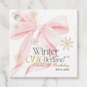 Pink Bow Winter Onederland 1st Birthday フェイバータグ (正面)