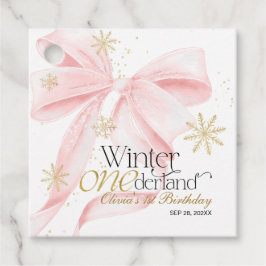 Pink Bow Winter Onederland 1st Birthday フェイバータグ
