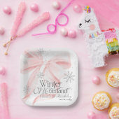 Pink Bow Winter Onederland 1st Birthday ペーパープレート (パーティー)