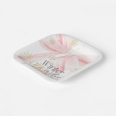 Pink Bow Winter Onederland 1st Birthday ペーパープレート (傾斜あり)