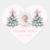Pink Bow Winter Onederland Heart Sticker ハートシール (正面)