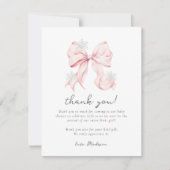 Pink Bow Winter Snowflake Baby Shower ノートカード (正面)