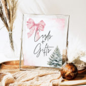 Pink Bow Winter Snowflake BabyShower Cards & Gifts ポスター