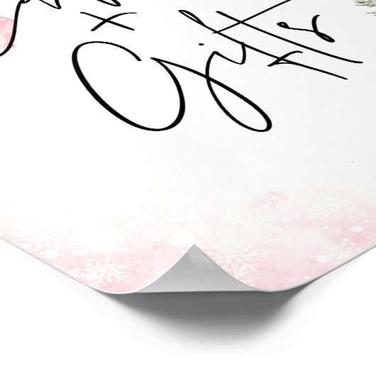 Pink Bow Winter Snowflake BabyShower Cards & Gifts ポスター (角)