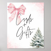 Pink Bow Winter Snowflake BabyShower Cards & Gifts ポスター (正面)